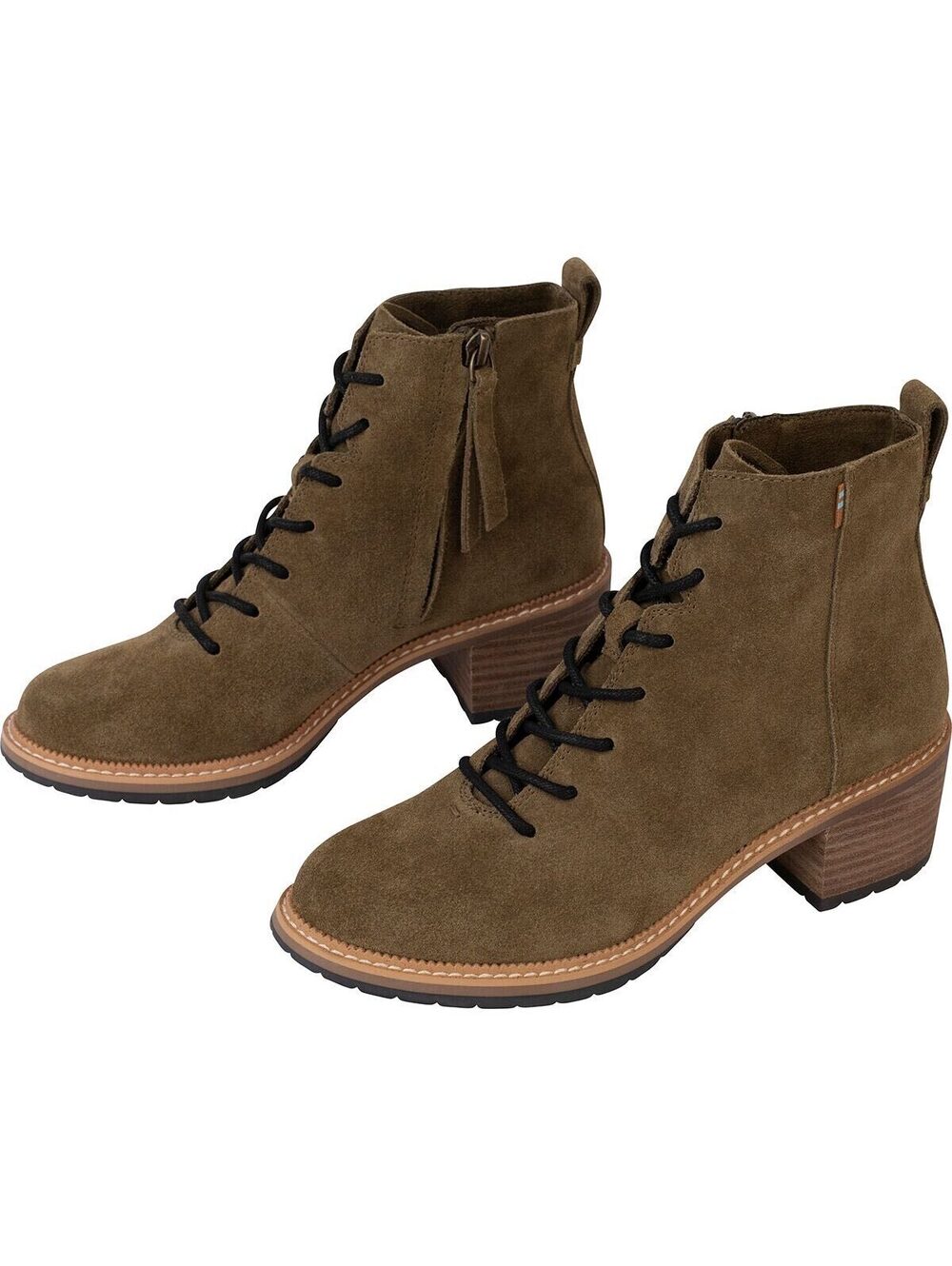 TOMS Finn Boots Olive Green Suede Lace and Zipper Closure Size 9 - Picture 2 of 9